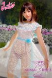 J-cute Doll TPE Material Love Doll  133cm AA-cup with Silicone Head AGD07 with Blue and White Sheer Skirt