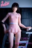 J-cute Doll Full Silicone Love Doll 149cm/4ft9 A-cup with Silicone Head AGD10 with new body makeup in Pink Yoga Outfit