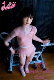 J-cute Doll Full Silicone Love Doll 149cm/4ft9 A-cup with Silicone Head AGD10 with new body makeup in Pink Yoga Outfit