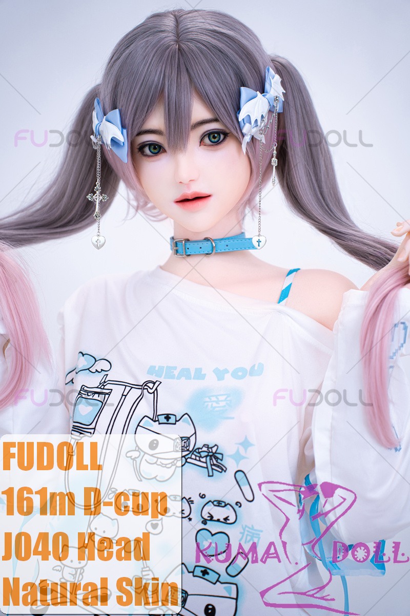 FUDOLL Full Silicone love doll 161cm D-cup #40 head with Twin Tails, Cute Outfit