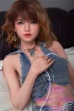 Sanhui Doll New158cm/5ft2 D-cup Body Silicone Sex Doll with Head #8 in Denim Top and Shorts