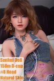 Sanhui Doll New158cm/5ft2 D-cup Body Silicone Sex Doll with Head #8 in Denim Top and Shorts