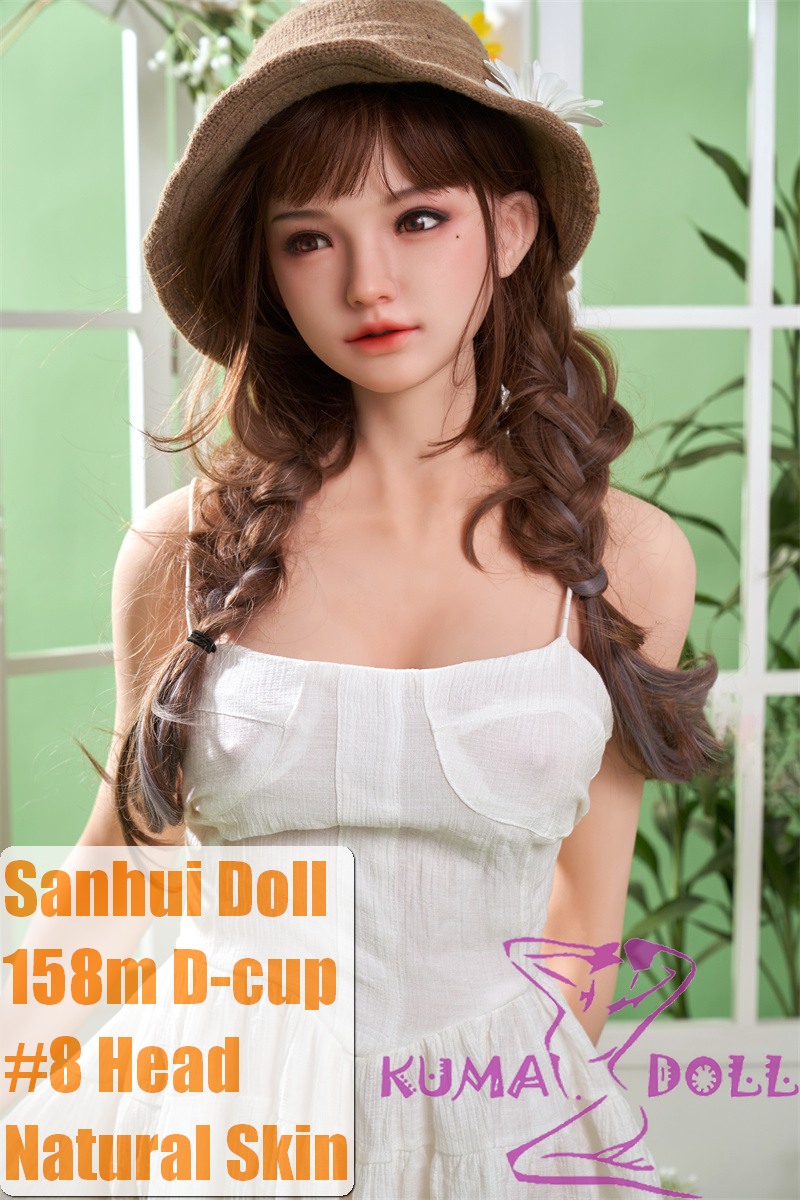 Sanhui Doll New158cm/5ft2 D-cup Body Silicone Sex Doll with Head #8 in White Dress