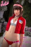 J-cute Doll Full Silicone Love Doll 149cm/4ft9 A-cup with Silicone Head AGD10 in White Bikini with Red Jacket