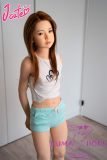 J-cute doll 137cm A-cup AGD17 head sex doll full silicone material in Mint Green Shorts
