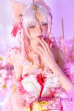Detailed view of Gu Xiaoyu's Sakura Cloud Maiden cosplay