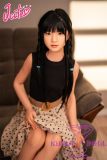 J-cute Doll Full Silicone Sex Doll 137cm A-cup AGD19 with new body makeup in  Black Top with Polka Dot Skirt