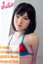 J-cute Doll Full Silicone Sex Doll 137cm A-cup AGD19 with new body makeup in Red and Blue Bikini