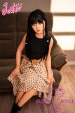 J-cute Doll Full Silicone Sex Doll 137cm A-cup AGD19 with new body makeup in  Black Top with Polka Dot Skirt