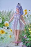 Sanhui Doll 【Adjustable Eyes】105cm A-cup #3 AIO Seamless Neck Silicone Sex Doll Blue Hair