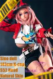 Sino 143cm Silicone Anime Doll with Pink Hair (S52) in Red Jacke