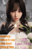 Jiusheng 148cm B-cup Silicone Love Doll with Hina Head, Black and White Dress for Birthday Celebration
