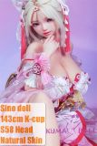 Sino Doll 143cm K-cup Silicone Doll S58, White Hair Fox Ears