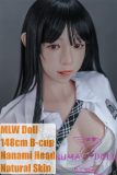 MLW doll Full Silicone Loli Love doll 148cm B-cup Nanami head Face Makeup Selectable in White Shirt & Plaid Skirt