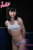 J-cute Doll Full Silicone Love Doll 149cm/4ft9 A-cup with Silicone Head AGD08 in White Lingerie