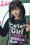 J-cute Doll Full Silicone Love Doll 149cm/4ft9 A-cup with Silicone Head AGD08 in Black T shirt