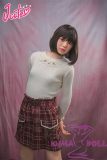 J-cute Doll Full Silicone Love Doll 149cm/4ft9 A-cup with Silicone Head AGD10 in White Sweater & Red Plaid Skirt