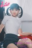 Copy J-cute Doll Full Silicone Love Doll 149cm/4ft9 A-cup with Silicone Head AGD08 in White Gymnastics Outfit