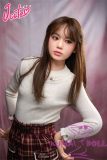 J-cute Doll Full Silicone Love Doll 149cm/4ft9 A-cup with Silicone Head AGD10 in White Sweater & Red Plaid Skirt