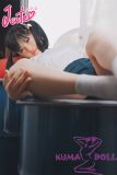 Copy J-cute Doll Full Silicone Love Doll 149cm/4ft9 A-cup with Silicone Head AGD08 in White Gymnastics Outfit