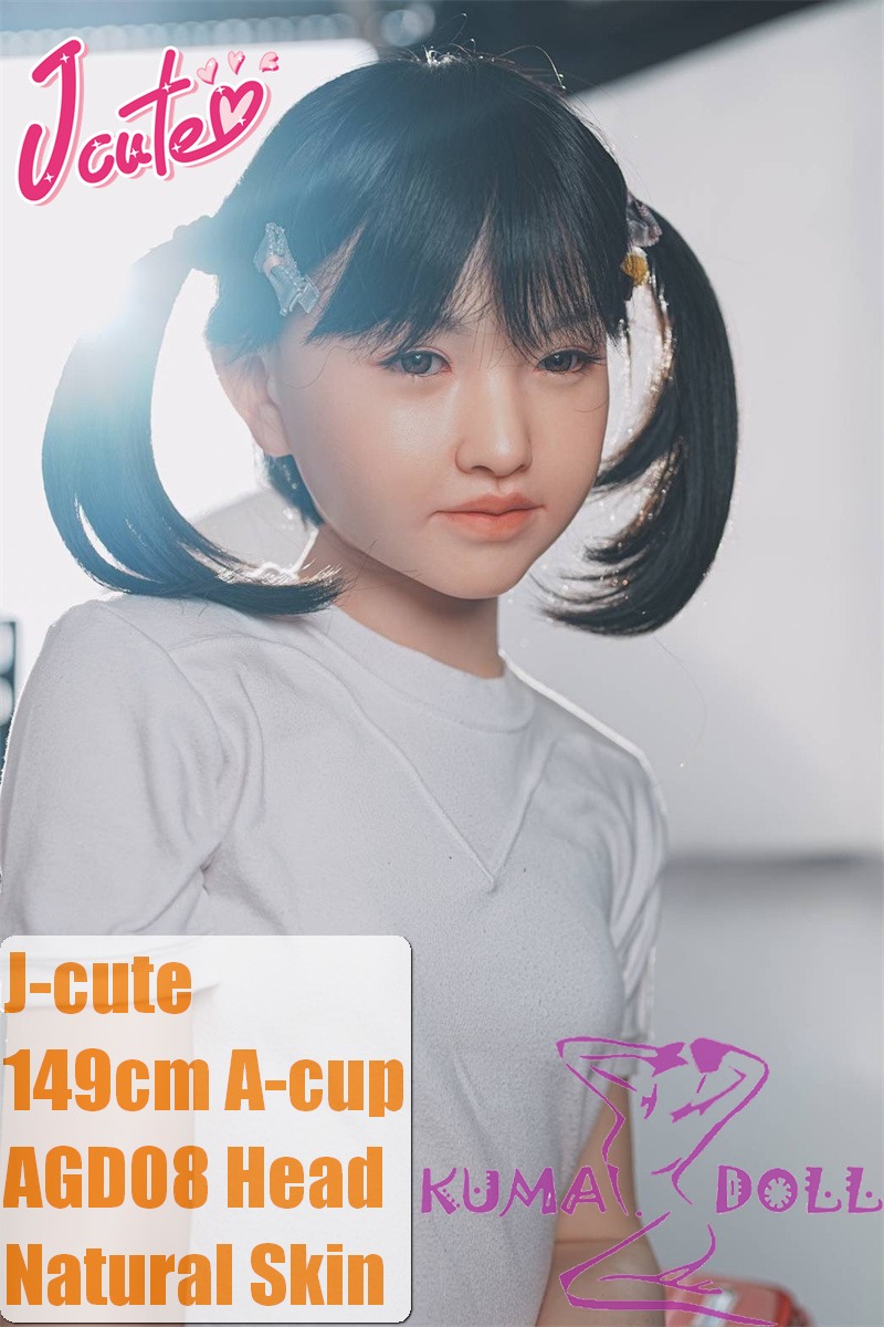 Copy J-cute Doll Full Silicone Love Doll 149cm/4ft9 A-cup with Silicone Head AGD08 in White Gymnastics Outfit