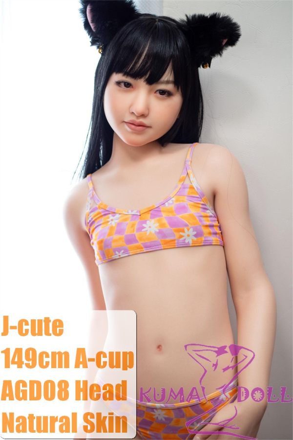 J-cute Doll Full Silicone Love Doll 149cm/4ft9 A-cup with Silicone Head AGD08 in Orange & Purple Bikini