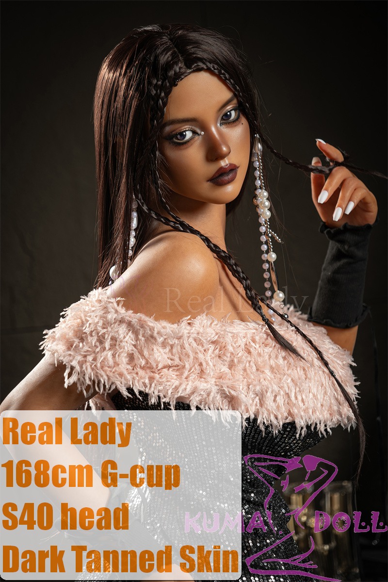 Real Lady Full Silicone Sex Doll 168cm G-cup Dark Tanned Skin S40 head