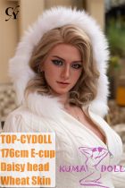 TOP-CYDOLL 176cm E-Cup Daisy  Head Full Silicone Doll in a White Outfit