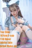 TOPSINO 167cm E-Cup T38 Head – Artist Makeup Silicone Love Doll in Blue Outfit 