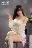MMXDOLL 163cm D-cup Little Orange Head Full Silicone Sex Doll Craftman Makeup1 in White Dress