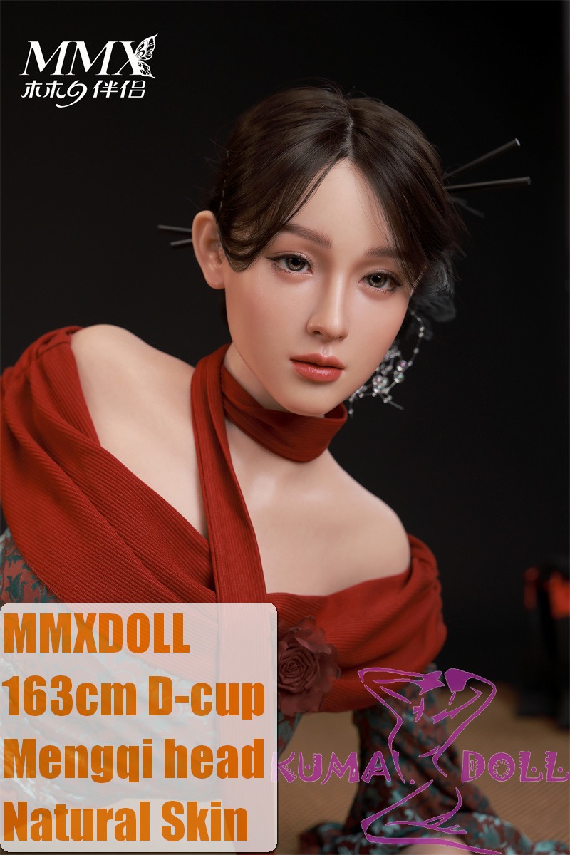 MMXDOLL 163cm D-cup Mengqi Head Full Silicone Sex Doll Realistic Makeup in Red Dress