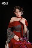 MMXDOLL 163cm D-cup Mengqi Head Full Silicone Sex Doll Realistic Makeup in Red Dress