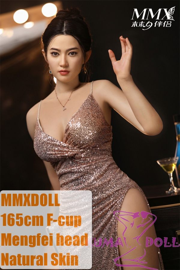 MMXDOLL 165cm F-cup Mengfei Head Full Silicone Sex Doll Realistic Makeup in Pink Sequin Dress