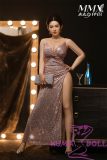 MMXDOLL 165cm F-cup Mengfei Head Full Silicone Sex Doll Realistic Makeup in Pink Sequin Dress