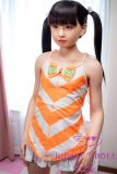 J-cute Doll Full Silicone Love Doll 149cm/4ft9 A-cup with Silicone Head AGD01 with new body makeup in Orange Striped Bikini