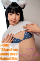 J-cute Doll Full Silicone Love Doll 149cm/4ft9 A-cup with Silicone Head AGD02紬 with new body makeup