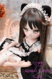 MW Girl Anime Sex Doll 70cm #008 Head – Black-Haired Mini Doll in Cute Maid Outfit