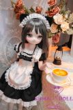 MW Girl Anime Sex Doll 70cm #008 Head – Black-Haired Mini Doll in Cute Maid Outfit