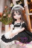 MW Girl Anime Sex Doll 70cm #008 Head – Black-Haired Mini Doll in Cute Maid Outfit