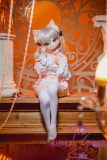 Full body view of MW Girl catgirl anime doll in cute pose
