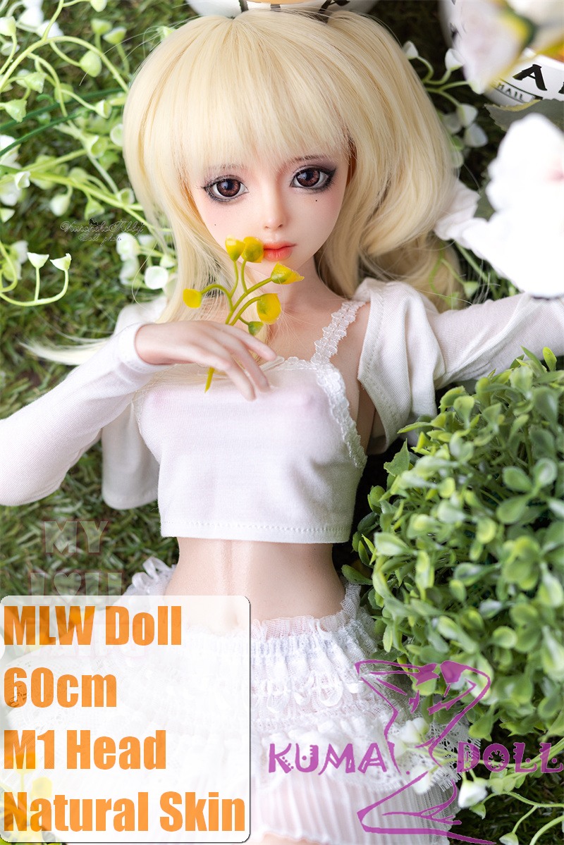 MLW M1 head  Mini Doll 60cm High-grade silicone material love doll normal breast  mini doll sexable Natural Skin in White Outfit