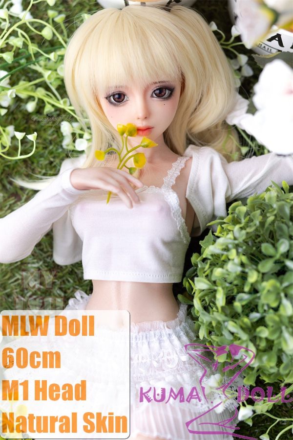 MLW M1 head  Mini Doll 60cm High-grade silicone material love doll normal breast  mini doll sexable Natural Skin in White Outfit