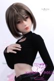 MLW M2 head  Mini Doll 60cm High-grade silicone material love doll normal breast  mini doll sexable Natural Skin Black Hair in Black Tight Top