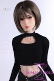 MLW M2 head  Mini Doll 60cm High-grade silicone material love doll normal breast  mini doll sexable Natural Skin Black Hair in Black Tight Top