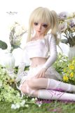 MLW M1 head  Mini Doll 60cm High-grade silicone material love doll normal breast  mini doll sexable Natural Skin in White Outfit