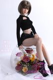 MLW M2 head  Mini Doll 60cm High-grade silicone material love doll normal breast  mini doll sexable Natural Skin Black Hair in Black Tight Top