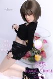 MLW M2 head  Mini Doll 60cm High-grade silicone material love doll normal breast  mini doll sexable Natural Skin Black Hair in Black Tight Top