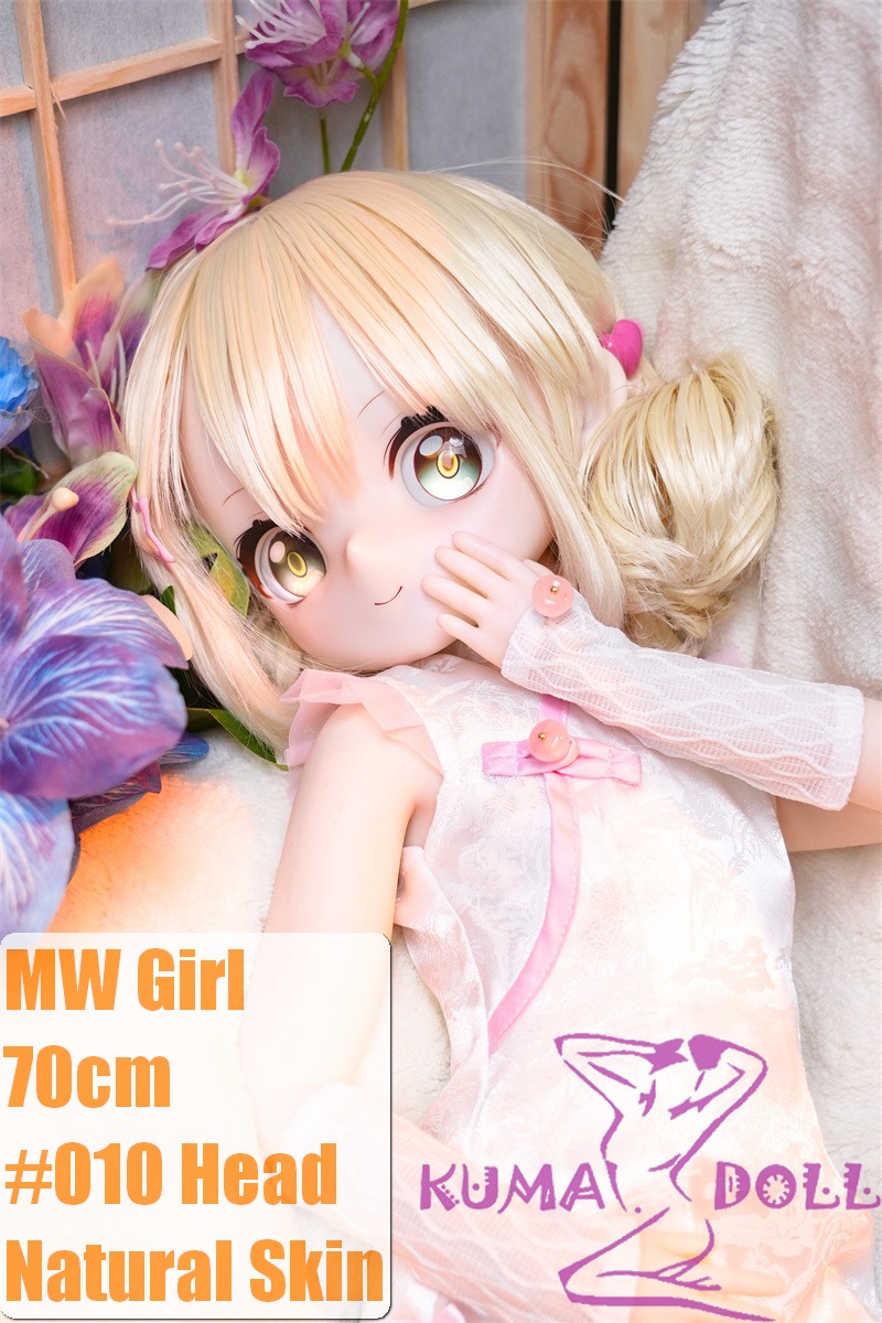MW Girl Anime Sex Doll 70cm #010 Head – Chinese Style Mini Doll in Pink Qipao with Blonde Hair