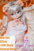 MW Girl Anime Sex Doll 85cm #001 Head – Grey Haired Mini Catgirl Sex Doll