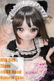 MW Girl Anime Sex Doll 70cm #008 Head – Black-Haired Mini Doll in Cute Maid Outfit